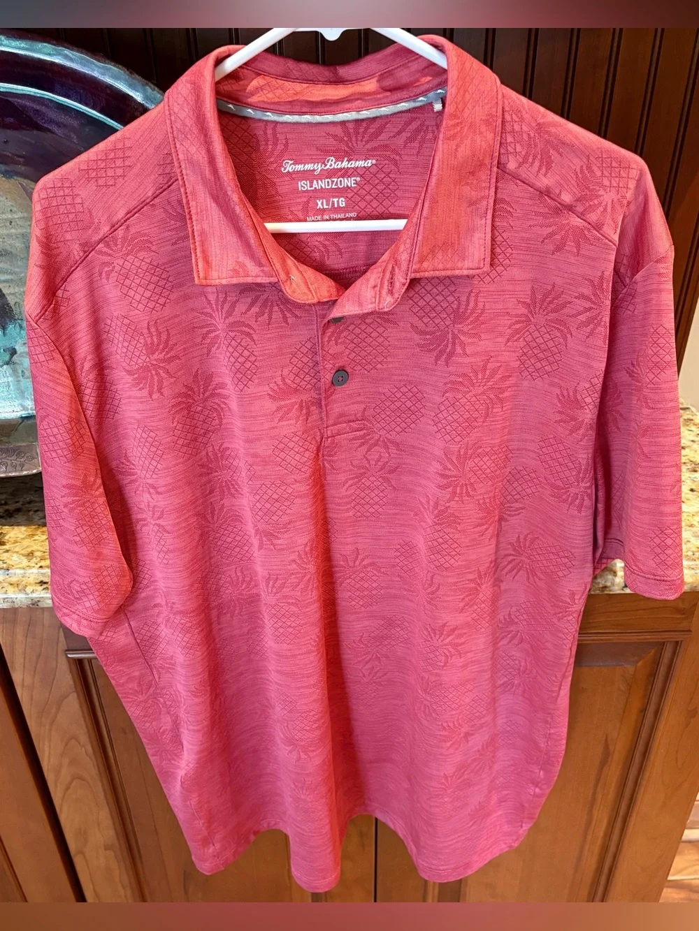 Tommy Bahama Men's Pineapple Jacquard Polo - Coral Red. XL